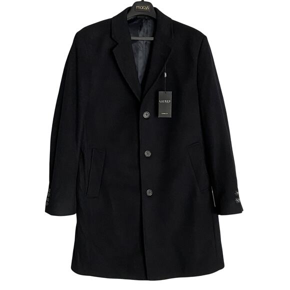 Lauren Ralph Lauren Men's 38S Classic Fit Wool Cashmere Blend Overcoat Black NEW - Picture 1 of 11